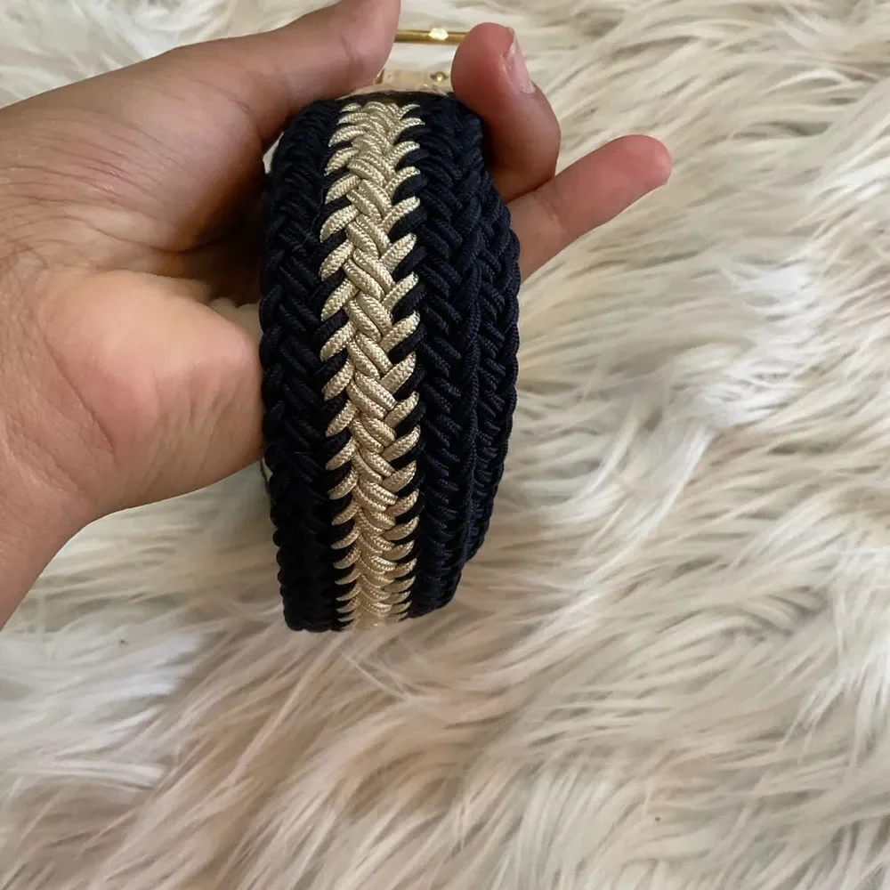 Vintage NAPOLEON Alligator Leather Woven Blend Made In Italy Belt 32